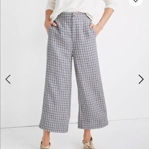 Madewell Linen Huston Button-Front Crop Pants in Check